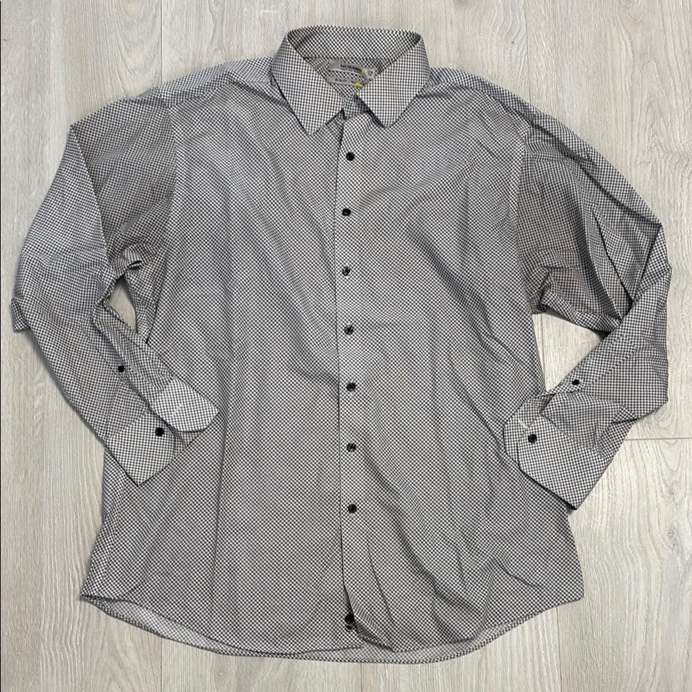 🔥BUNDLESALE Mens 17.5 34 Murano Dress Shirt Slim Fit No Iron Classic Elegance